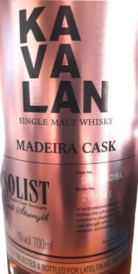 Kavalan Solist Madeira Cask Madeira Lateltin AG 58.6% 700ml