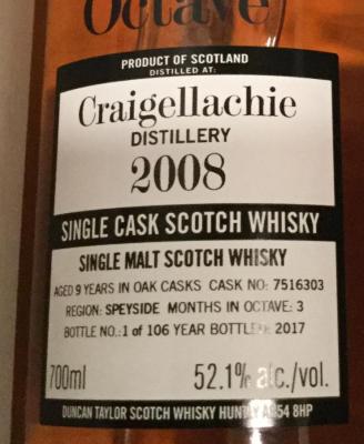 Craigellachie 2008 DT Oak #7516303 52.1% 700ml