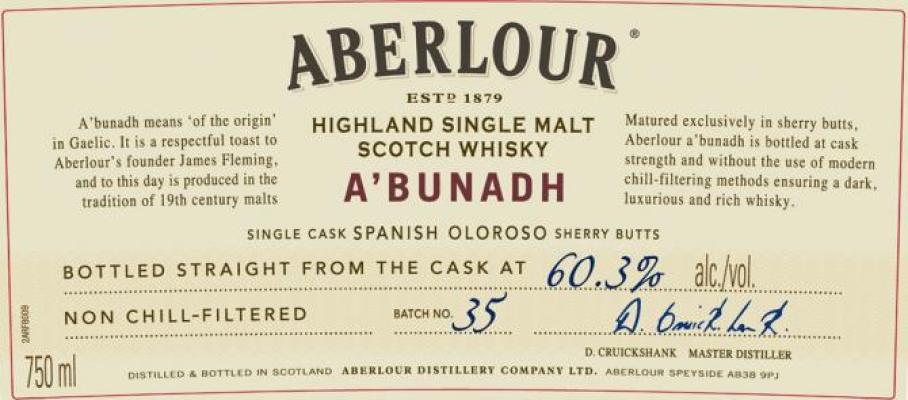 Aberlour A'bunadh batch #35 Spanish Oloroso Sherry Butts 60.3% 750ml