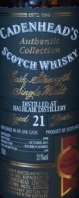 Balblair 1990 CA Authentic Collection 21yo Bourbon Barrel 51% 700ml