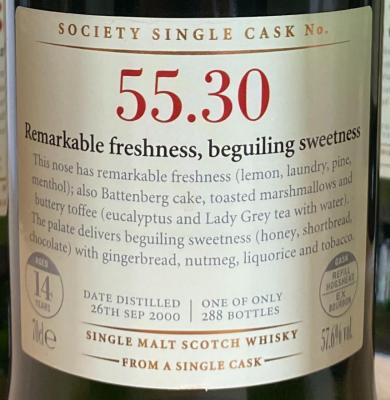 Royal Brackla 2000 SMWS 55.30 Remarkable freshness beguiling sweetness Refill Ex-Bourbon Hogshead 55.30 57.6% 700ml