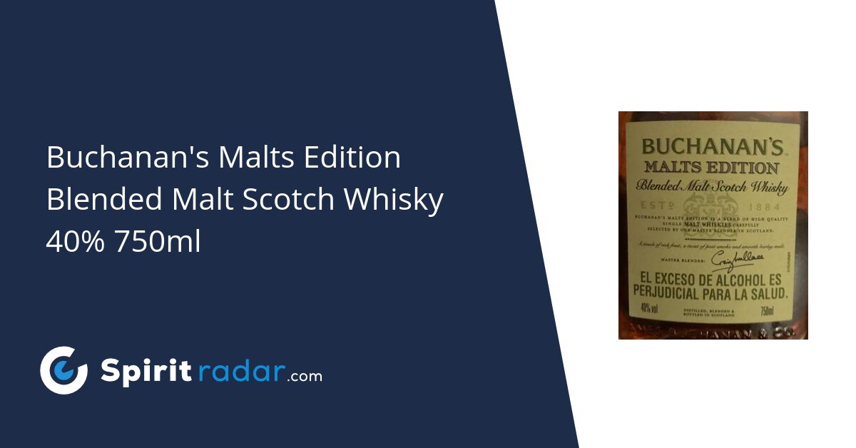 Buchanan's Malts Edition Blended Malt Scotch Whisky 40 750ml Spirit