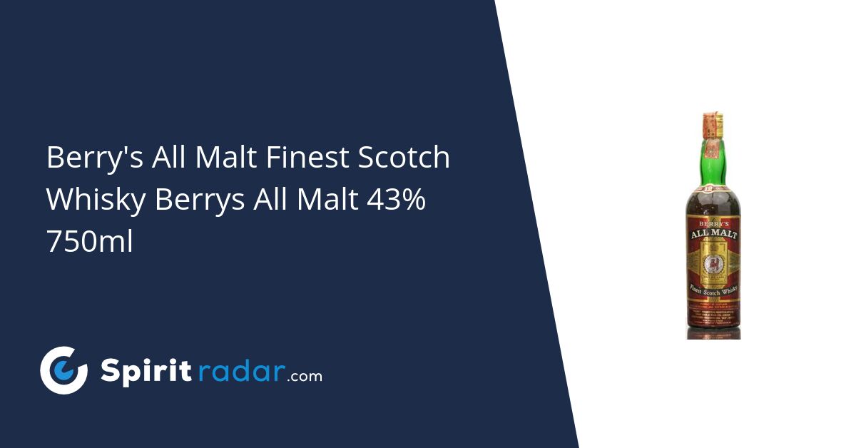 Berry's All Malt Finest Scotch Whisky Berrys All Malt Import